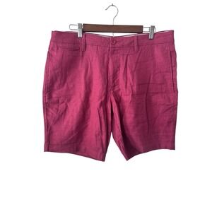 Untuckit Shorts Mens 37 Linen Cotton Chino Flat Front Pink Short Pants St Julien